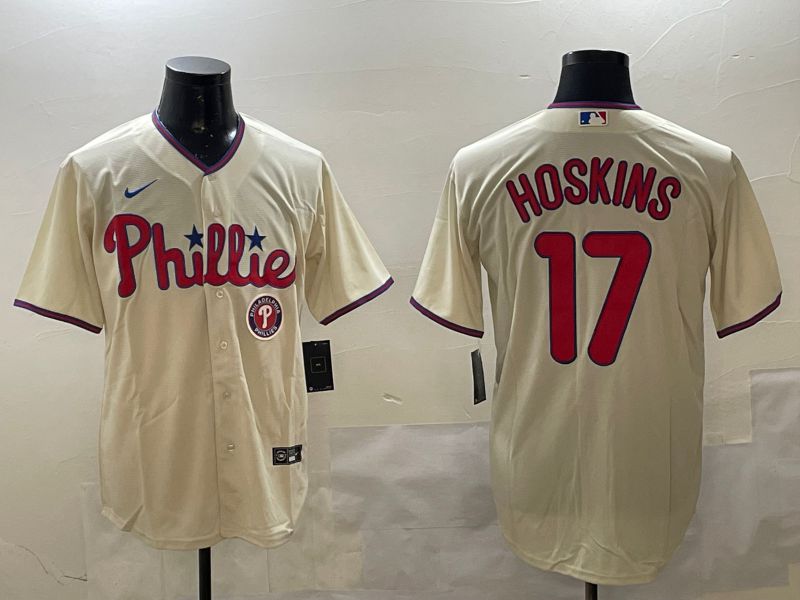 Men Philadelphia Phillies #17 Hoskins Cream Game 2025 Nike MLB Jersey style 3->philadelphia phillies->MLB Jersey